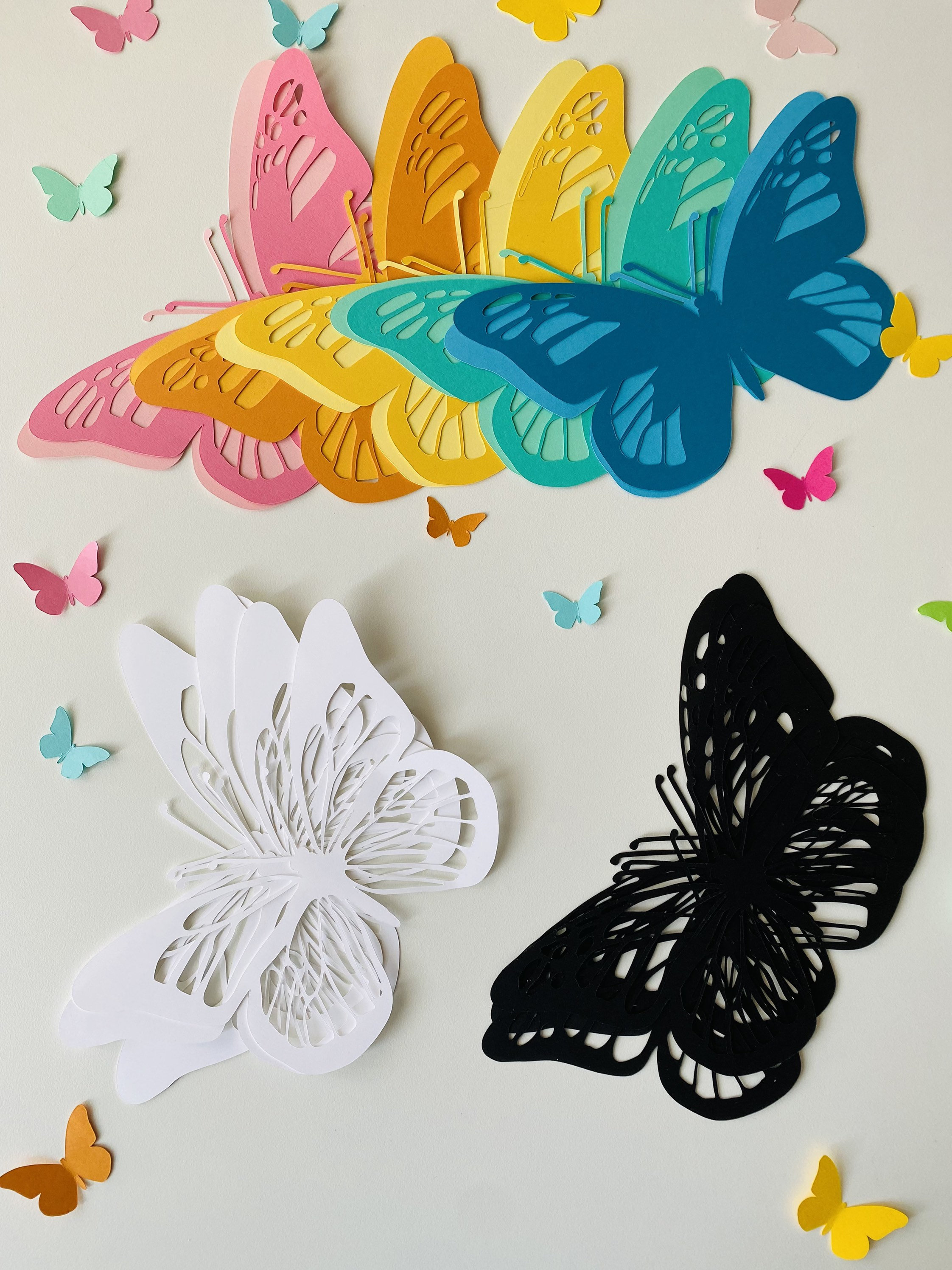 35pcs Butterfly Paper Cutting Ornament for Kids Butterflies for Crafts  Stickers Scrapbooking Paper Butterflies in and Out Board Centerpieces for