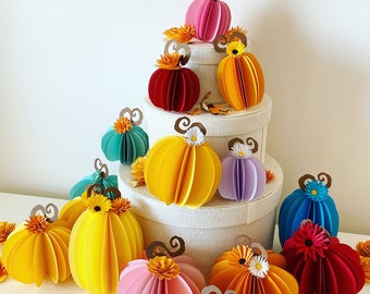 3D Paper Pumpkin SVG: Fall Decor Template (PDF)