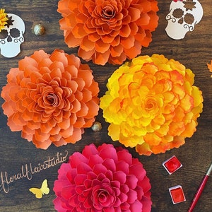 SVG Marigold Digital File, Paper Marigold, Flower Template, Floral Backdrop, DIY Home Decor, Nursery Wall Art, Spring Decor, Paper Craft