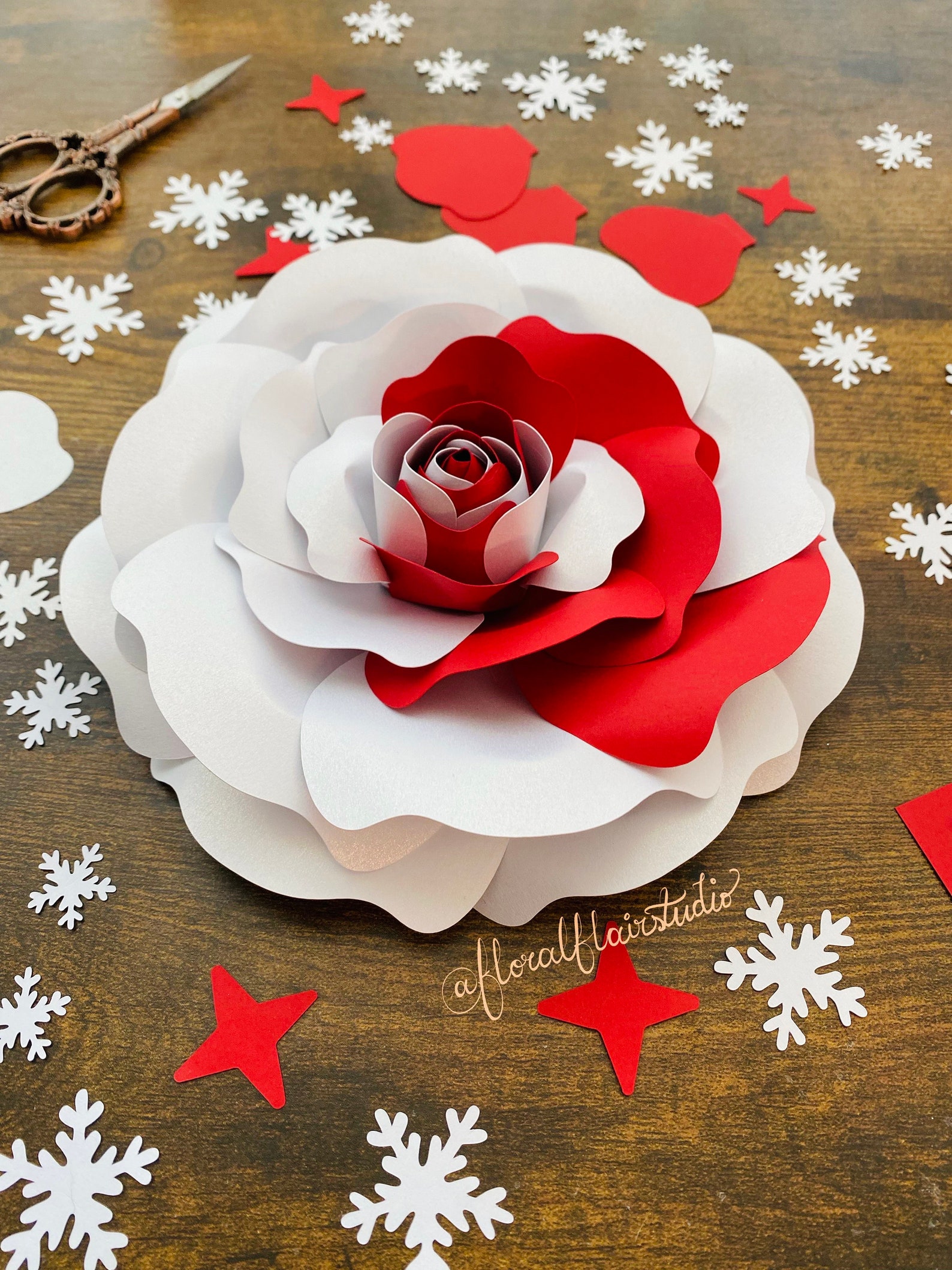 SVG Digital File Paper Rose Template Home Decor Floral - Etsy