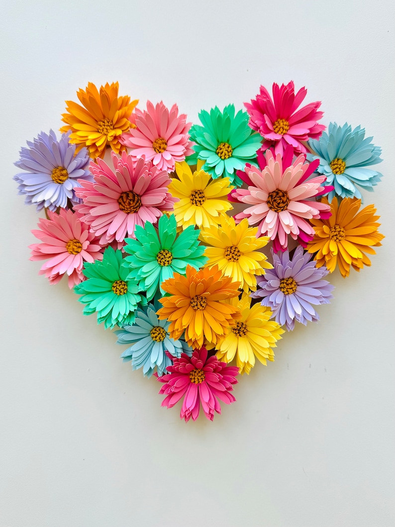 SVG PNG Digital Template, Paper Daisy, Spring Decor, Floral Backdrop, DIY Nursery Decor, Paper Flower, Paper Art, Mother's Day Gift, Floral image 3