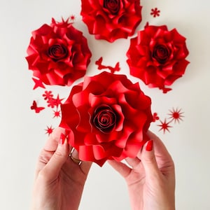 SVG デジタル ファイル、紙のバラ、春の工芸品、クリカット ファイル、紙の花のテンプレート、花輪、紙の花屋、紙工芸家、母の日