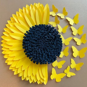Sunflower & Butterflies SVG Template – 9" Paper Flower for Cricut, Classroom Decor, DIY Spring Crafts