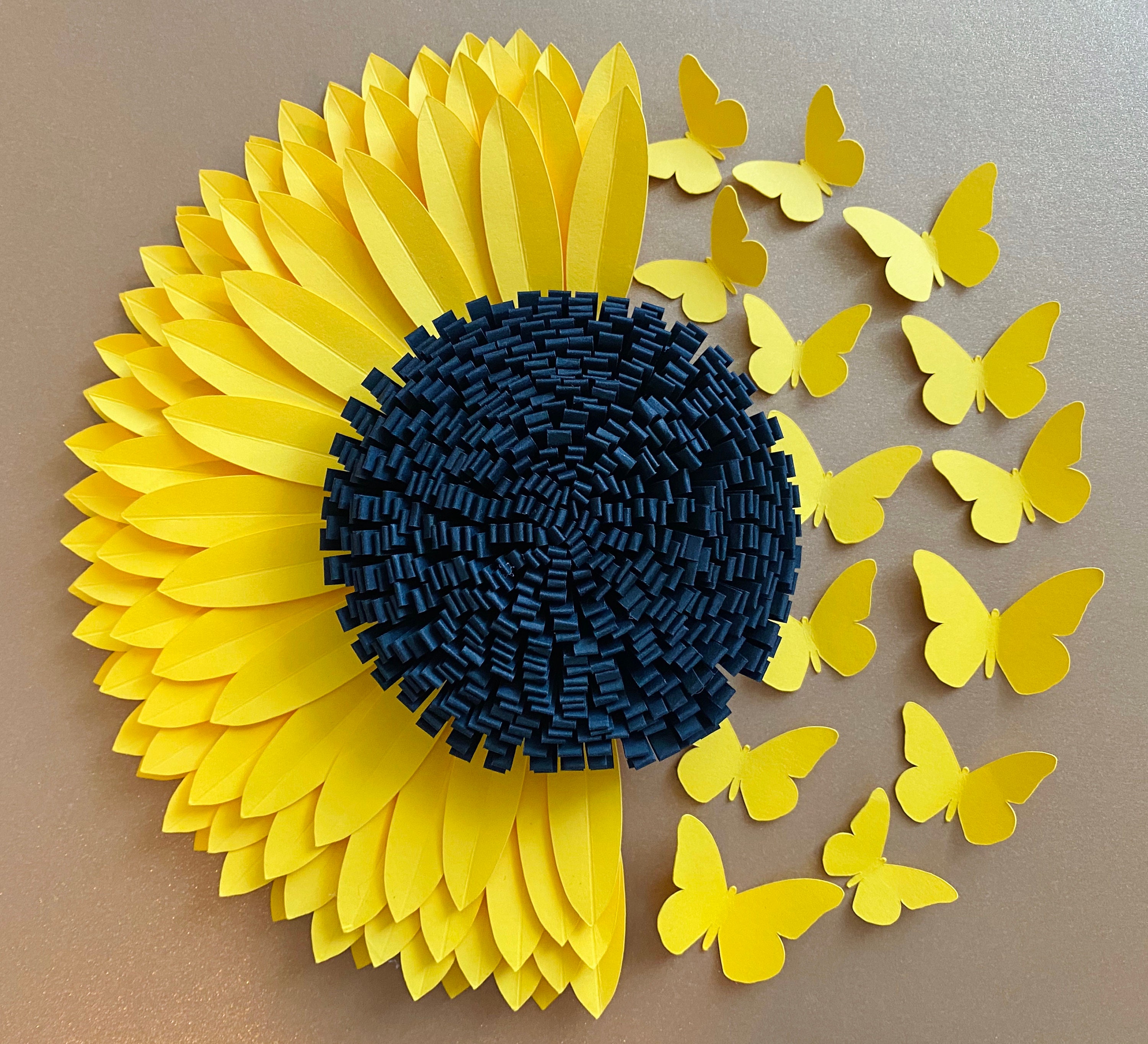 12 Pcs Floral Paper Flowers Decorations for Wall Monogram Sign Decorations Sunflower Yellow 3D Flowers for Party Photo Backdrops, Classrooms Walls, BR