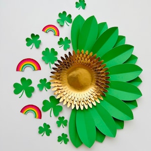 File digitale SVG, Carta fatta a mano, Girasole fai da te, Modello fiore di carta, Artigiano di carta, Artigianato Cricut, Artigianato per bambini, Artigianato del giorno di San Patrizio