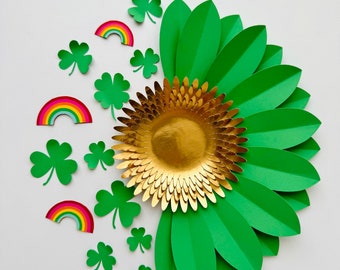 SVG Digital File, Handmade Card, DIY Sunflower, Paper Flower Template, Paper Crafter, Cricut Crafts, Crafts for Kids, St Patrick's Day Craft