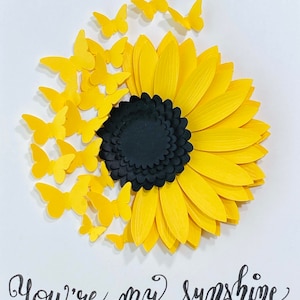 Cartão SVG com Girassol e Borboletas | Modelo de Cartão de Papel em Camadas 3D para Cricut | Download Digital de Cartão Floral para Felicitações imagem 6