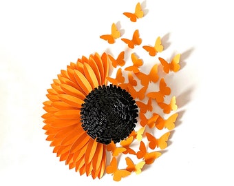 Sunflower & Butterflies SVG Template – 9&quot; Paper Flower for Cricut, Classroom Decor, DIY Fall Crafts