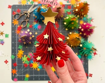 SVG Digital Template, DIY Christmas, 3D Tree Garland, Paper Craft, Christmas Crafts, Winter Decor, Hanging Ornament,  Rainbow Christmas