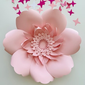 Modèle numérique SVG, grand dahlia en papier, travaux manuels de printemps, fichiers Cricut, fleurs en papier pour travaux manuels, mur de fleurs en papier, décoration de chambre d'enfant à faire soi-même, maman astucieuse