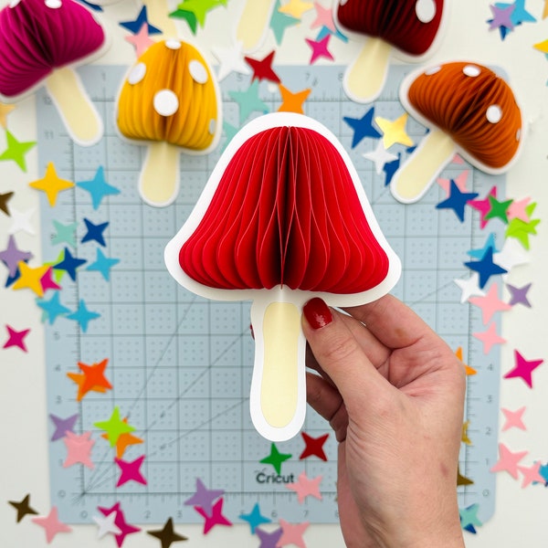 SVG Digital File, Honeycomb Mushroom, Cricut File 3D Spring Garland, Easy Crafts for Kids, Paper Mushroom, DIY Paper Ornament, Easter Crafts