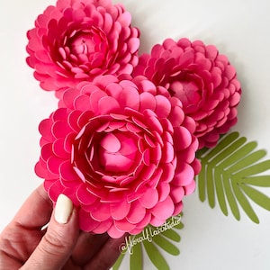 Modelo digital SVG, peônia de papel, arquivo Cricut, toque floral, artesanato em papel faça você mesmo, decoração de primavera, arte para quarto de bebê, presente de Dia das Mães, caixa de sombra