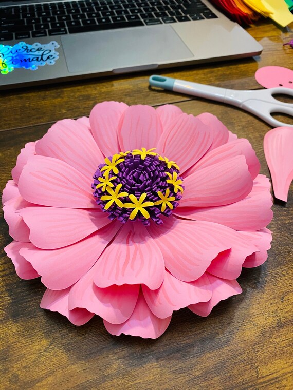 SVG PDF Digital File Zinnia Template Paper Flower Fall Etsy