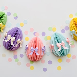 Fichier numérique SVG, modèle 3D d'oeufs de Pâques, décoration printanière, décoration en papier, travaux manuels de Pâques, travaux manuels pour enfants, créations d'art en papier, fichier Cricut, guirlande de papier