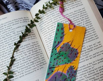 Neon Cactus Hand-painted Bookmark - Etsy