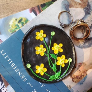 Buttercup Flower Polymer Clay Jewelry Dish
