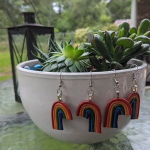 Rainbow Arch Polymer Clay Dangle Earrings