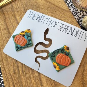 Polymer Clay Pumpkin Stud Earrings