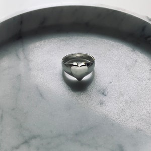 HEART SIGNET RING - Handmade Sterling Silver, Love, Heart Shaped Ring, gift for her Gift for girlfriend Gift for best friend ring