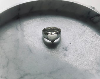 HEART SIGNET RING - Handmade Sterling Silver, Love, Heart Shaped Ring, gift for her Gift for girlfriend Gift for best friend ring