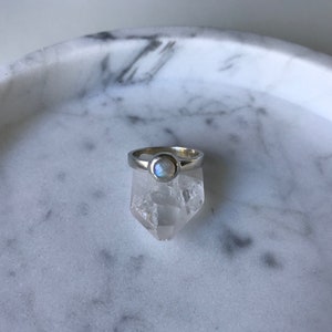 NATURAL MOONSTONE RING Sterling Silver Handmade Ring, Mothers Day Gift, Gift for Mum, Fine Ring with Moonstone, Size L
