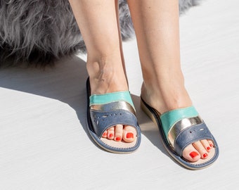 ladies blue sandals uk