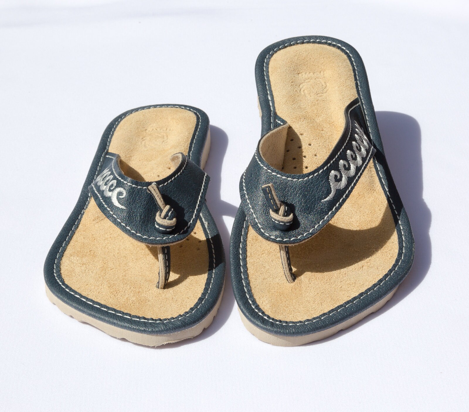 Womens Ladies Beach Summer Flip Flops Natural Leather Shoes | Etsy