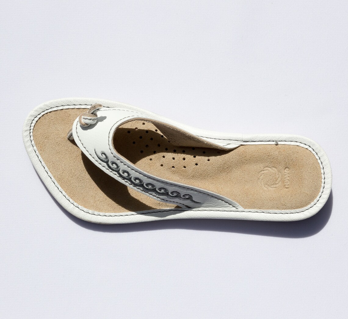 Womens Ladies Beach Summer Flip Flops Natural Leather Shoes - Etsy