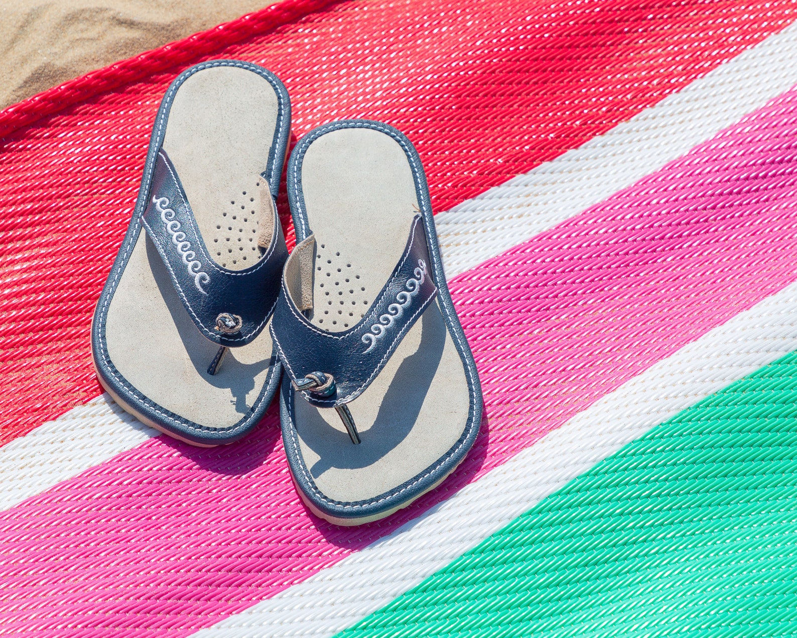 Womens Ladies Beach Summer Flip Flops Natural Leather Shoes - Etsy