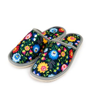 ECO Felt Slippers Women's Home Shoes Polskie Kapcie travel slippers,Floral Pattern UK SELLER