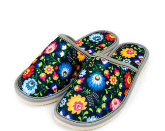 ECO Felt Slippers Women's Home Shoes Polskie Kapcie travel slippers,Floral Pattern UK SELLER
