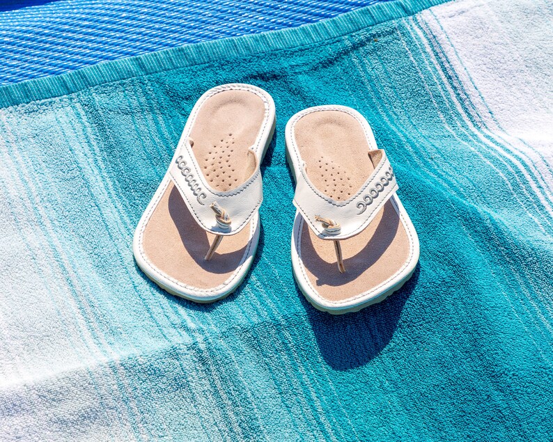 Womens Ladies Beach Summer Flip Flops Natural Leather Shoes Sandals