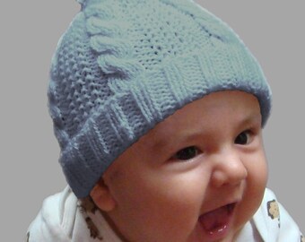 Alpaca Baby Hat | Cable Stitch | Boys, Girls | Blue, White, Pink | Hand-Knitted | Baby Shower Gift