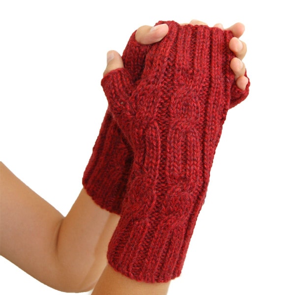 Alpaca Fingerless Gloves- Cable Stitch