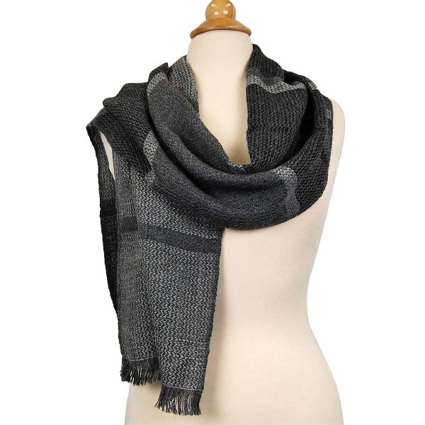 100% Baby Alpaca Handwoven Scarf Natural Grays