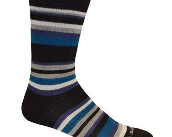Alpaca Socks - Dress Alpaca Blend Lightweight Crew Sock with Dark Stripes