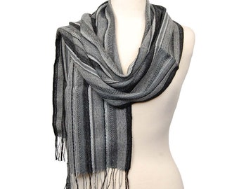 100% Baby Alpaca Handwoven Scarf in Gray Tones | Elegant and Lightweight | Perfect for all Year Round | For Men and Women