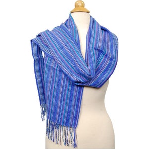 100% Baby Alpaca Handwoven Scarf | Shades of  Blues and Purples | Elegant and Lightweight | Perfect All Year Round