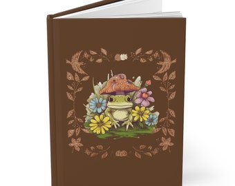 Mushroom Frog Cottagecore Hardcover Journal Matte