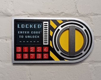 Sci-Fi Door Lock Control Panel: 3D Prop Replica, Futuristic Wall Art
