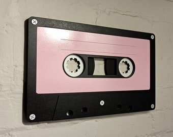 Large candy pink retro cassette tape 3D wall art / 3D retro wall art 80s wall art / Vintage Sign 80's décor