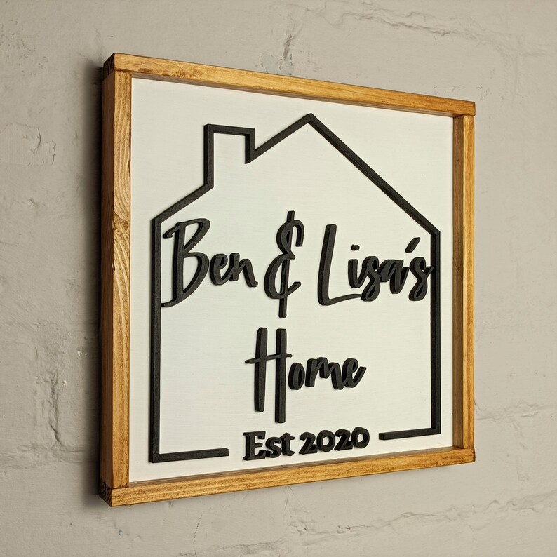 Personalised wooden framed established home family sign wedding / anniversary / house warming / Christmas gift image 3
