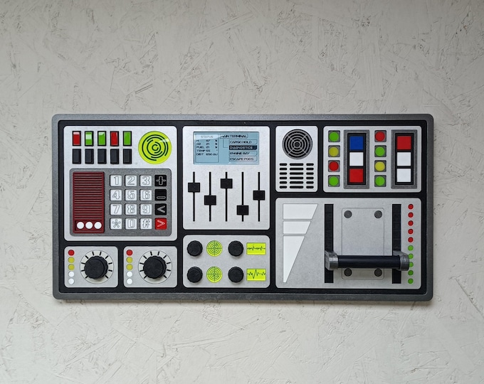 Extra Large Sci-Fi Control Panel: 3D Futuristic Wall Art