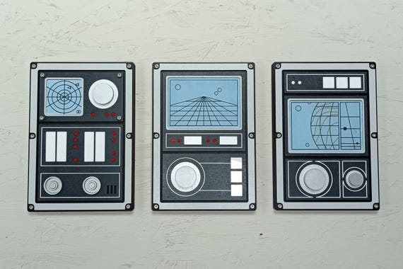 3D Sci-Fi Control Panel Wall Art: Laser-Cut MDF & Acrylic, Futuristic Decor