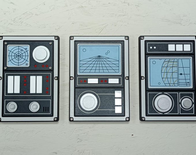 3D Sci-Fi Control Panel Wall Art: Laser-Cut MDF & Acrylic, Futuristic Decor