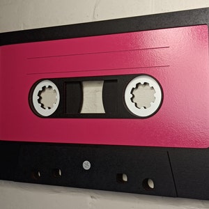 Large berry pink retro cassette tape 3D wall art / 3D retro wall art 80s wall art / Vintage Sign 80's décor image 4