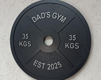 Large personalised home gym sign, X design barbell / dumbbell gym wall plaque