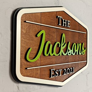 Unique personalised family name sign / wooden established logo sign / handmade wall art personalised gift UK image 10