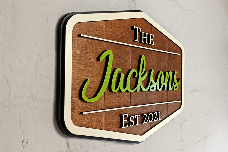 Unique personalised family name sign / wooden established logo sign / handmade wall art personalised gift UK image 10