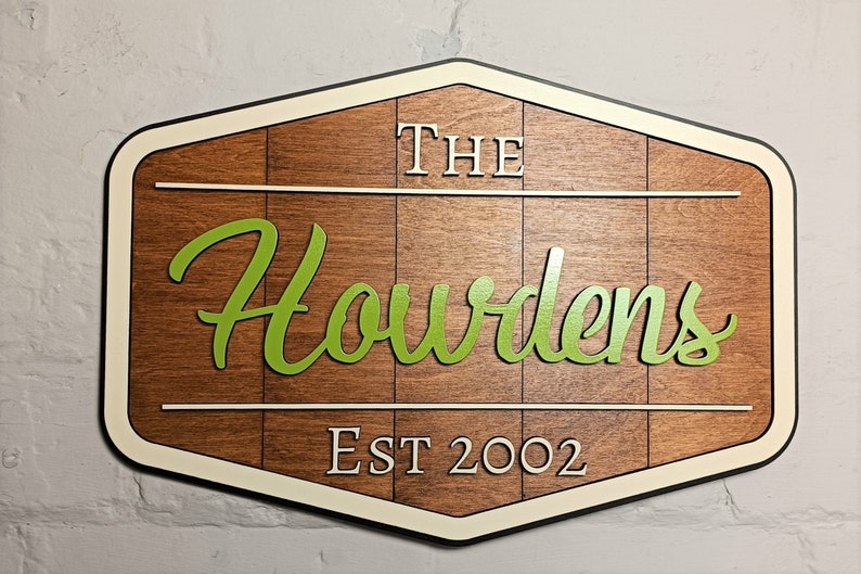 Unique personalised family name sign / wooden established logo sign / handmade wall art personalised gift UK image 9